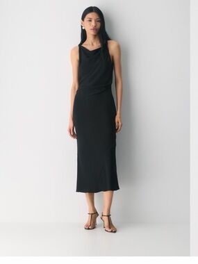 Aritzia Black Sleeveless Cowl Neck Midi Dress